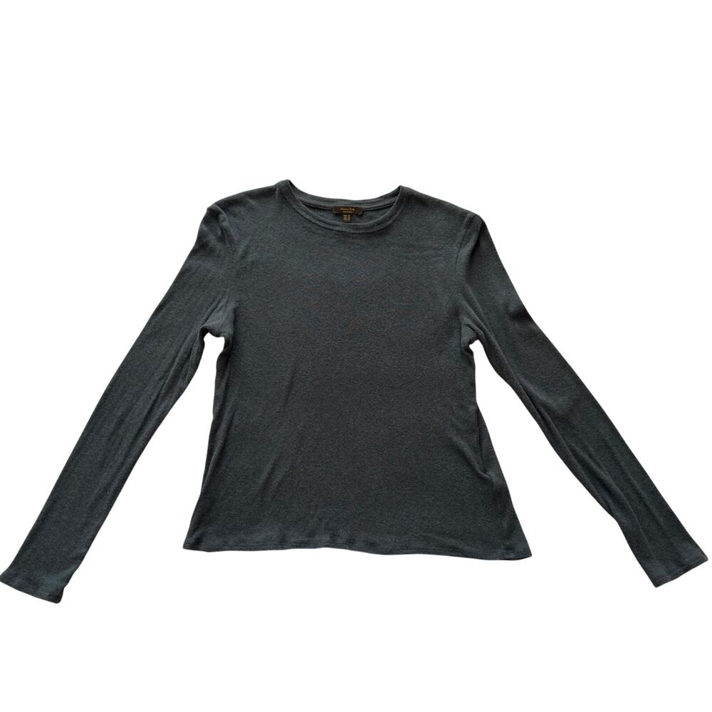 Massimo Dutti Women’s Navy Blue Cotton Cashmere Long Sleeve Top Size S
